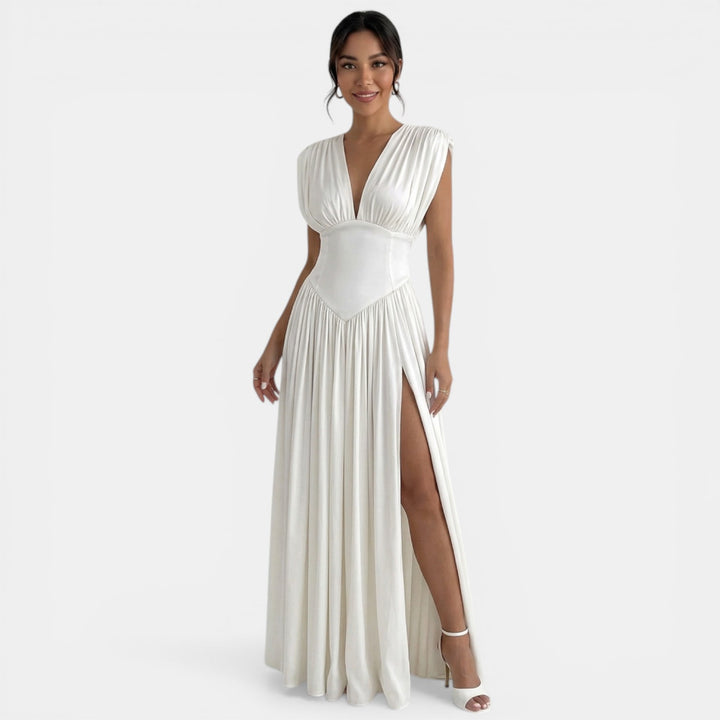 Vestido Maxi Mujer Blanco Elegante