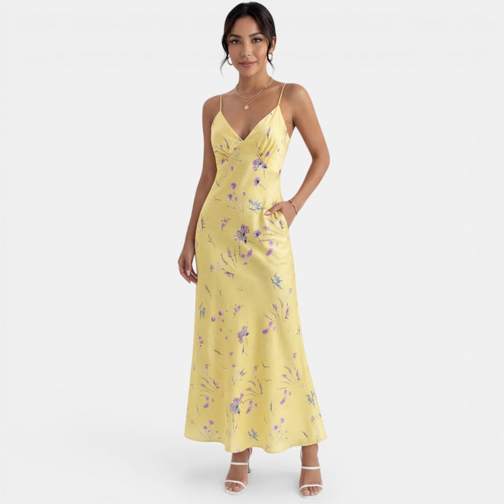 Vestido Amarillo Mujer Elegante