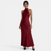 Women's Fitted Halter Maxi Dress