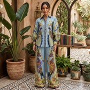 Conjunto Mujer Verano Azul Estampado