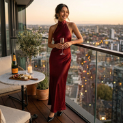 Women's Fitted Halter Maxi Dress