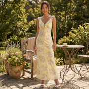 Women's Yellow Floral Maxi Dress
