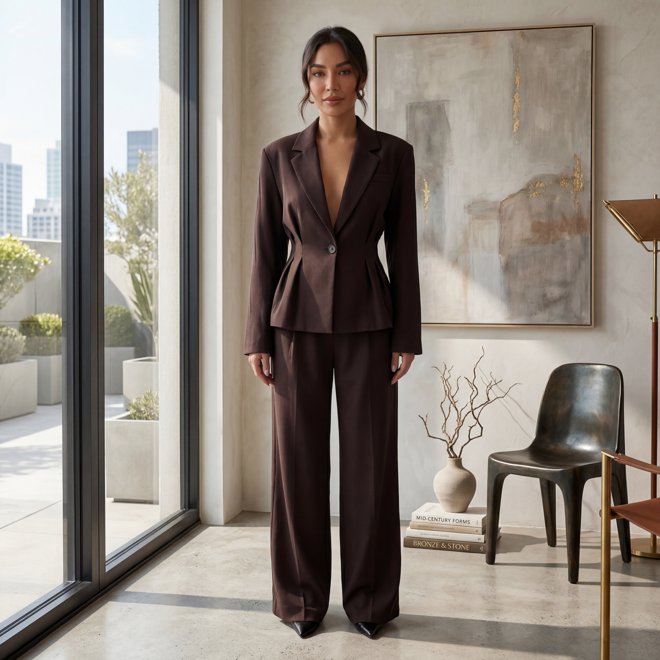 Conjunto Blazer Pantalón Marrón