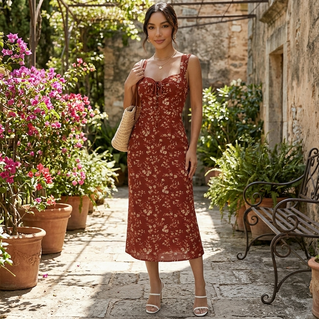 Red Floral Maxi Dress