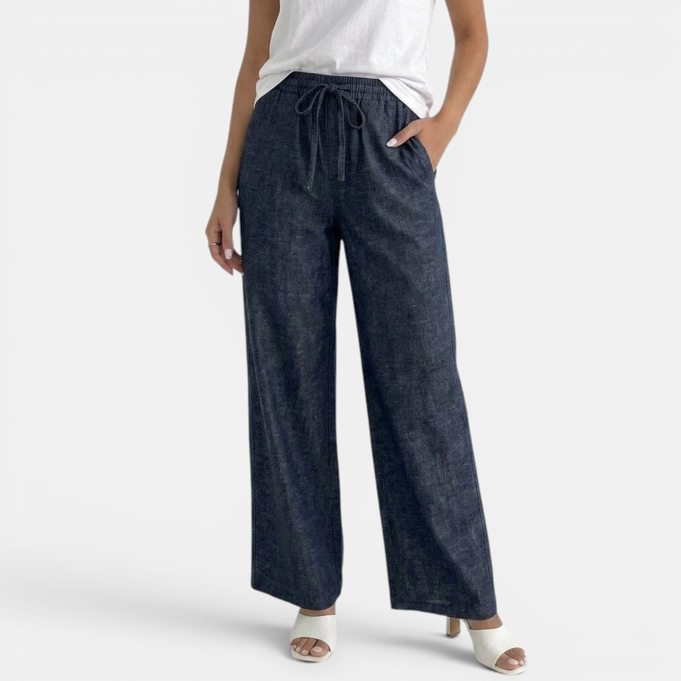 Women's Navy Blue Loose Fit Stretch Jeans