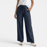 Women's Navy Blue Loose Fit Stretch Jeans