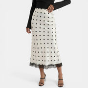 White Polka Dot Skirt for Women