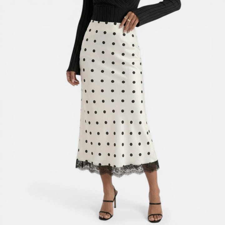 White Polka Dot Skirt for Women