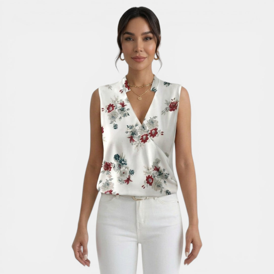 Top Mujer Verano Cuello V Estampado