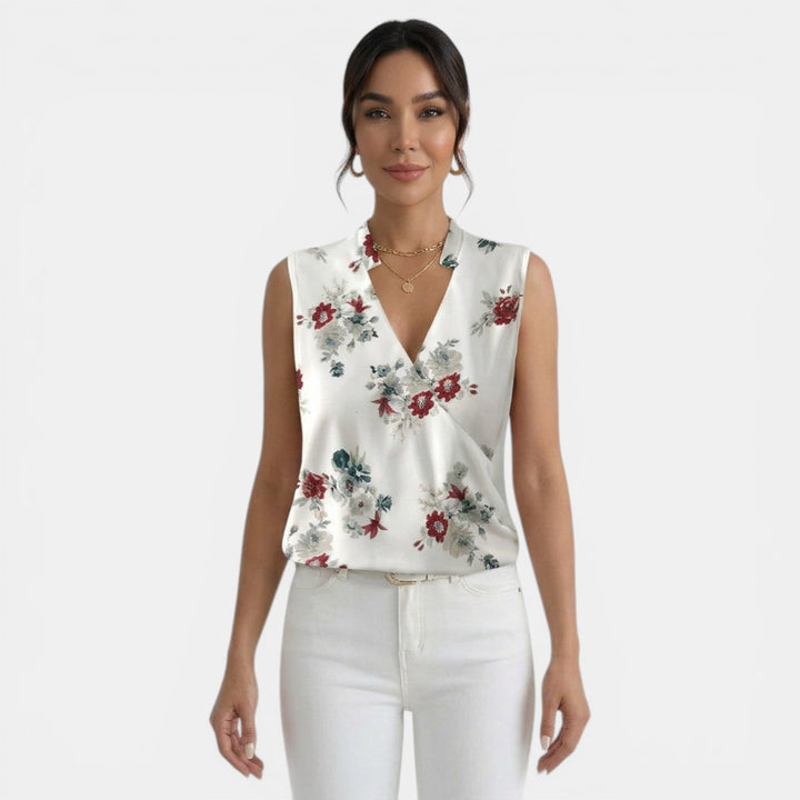 Top Mujer Verano Cuello V Estampado