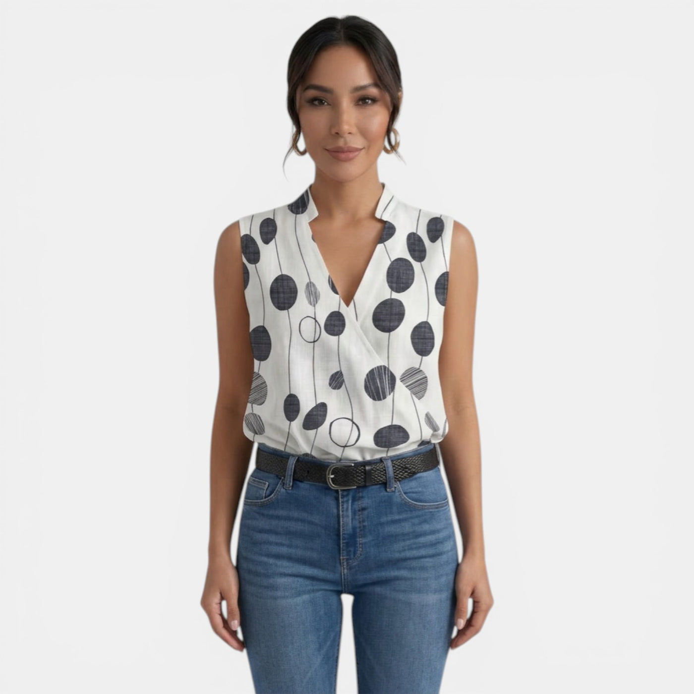 Women's Summer V-Neck Printed Top