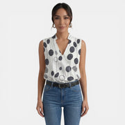 Women's Summer V-Neck Printed Top