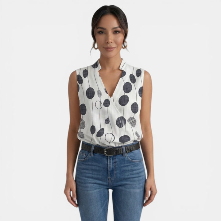 Top Mujer Verano Cuello V Estampado