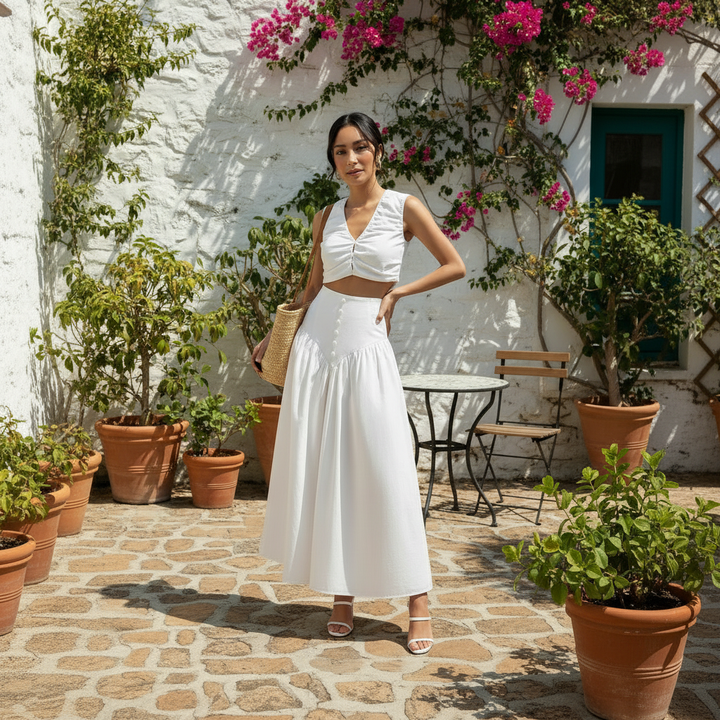 Conjunto Top y Falda Blanca