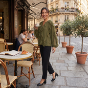 Blusa Mujer Escote V Volantes