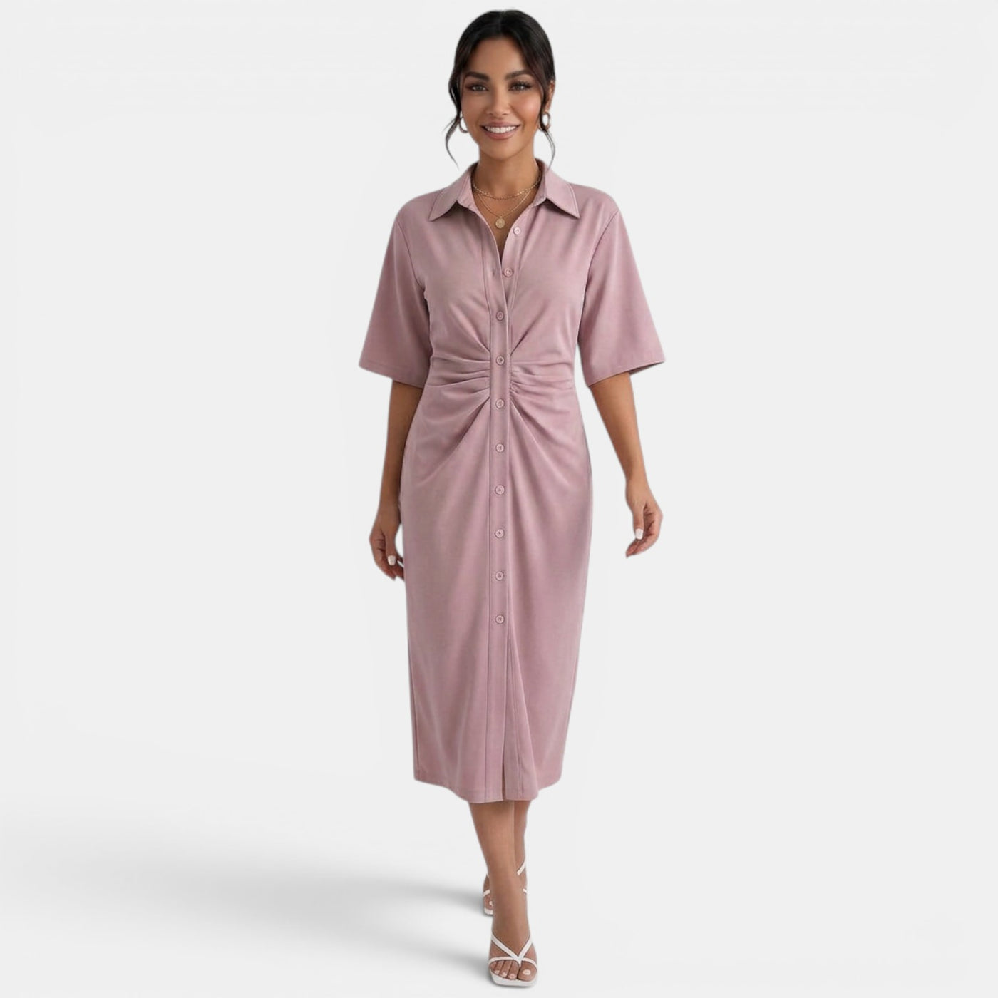 Elegant Shirt Midi Dress