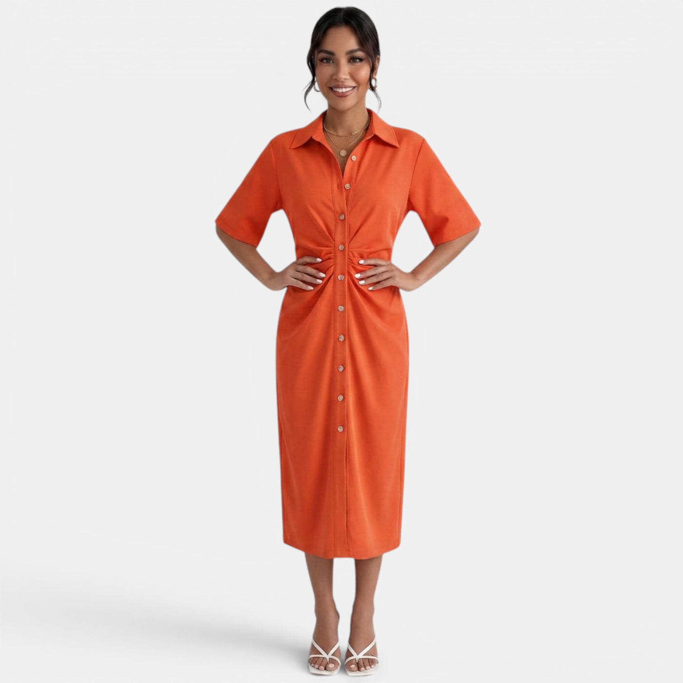 Elegant Shirt Midi Dress