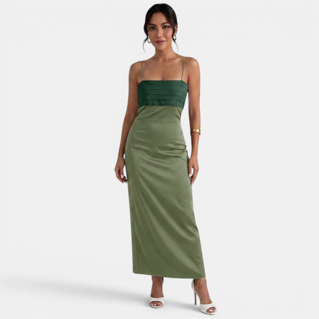 Vestido Largo Bicolor Elegante