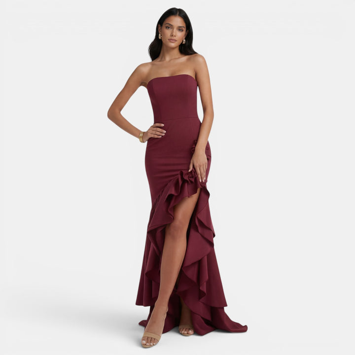 Vestido Palabra de Honor Asimétrico para Mujer Elegante