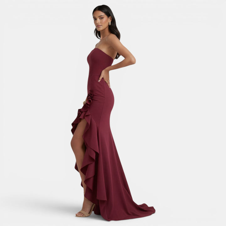 Vestido Palabra de Honor Asimétrico para Mujer Elegante