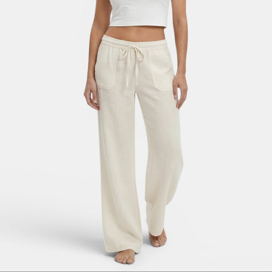 Pantalones de Lino Mujer Pierna Ancha