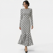 Women's Polka Dot Midi Dress, Fitted, Elegant Design