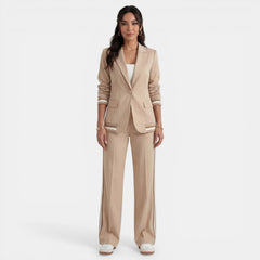 Women's Blazer and Wide Leg Pants Suit - Tailored 2-Piece Set