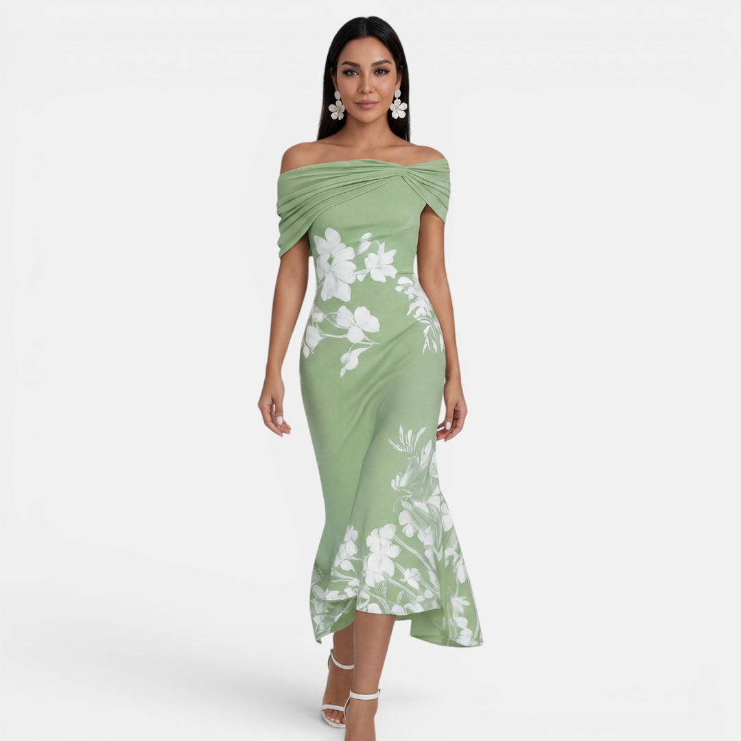 Vestido Midi Floral Mujer Elegante