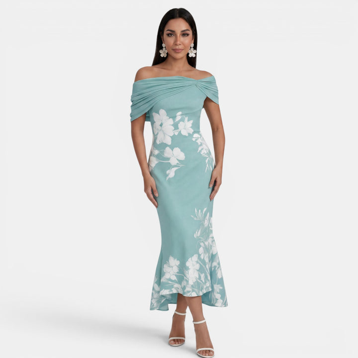 Vestido Midi Floral Mujer Elegante