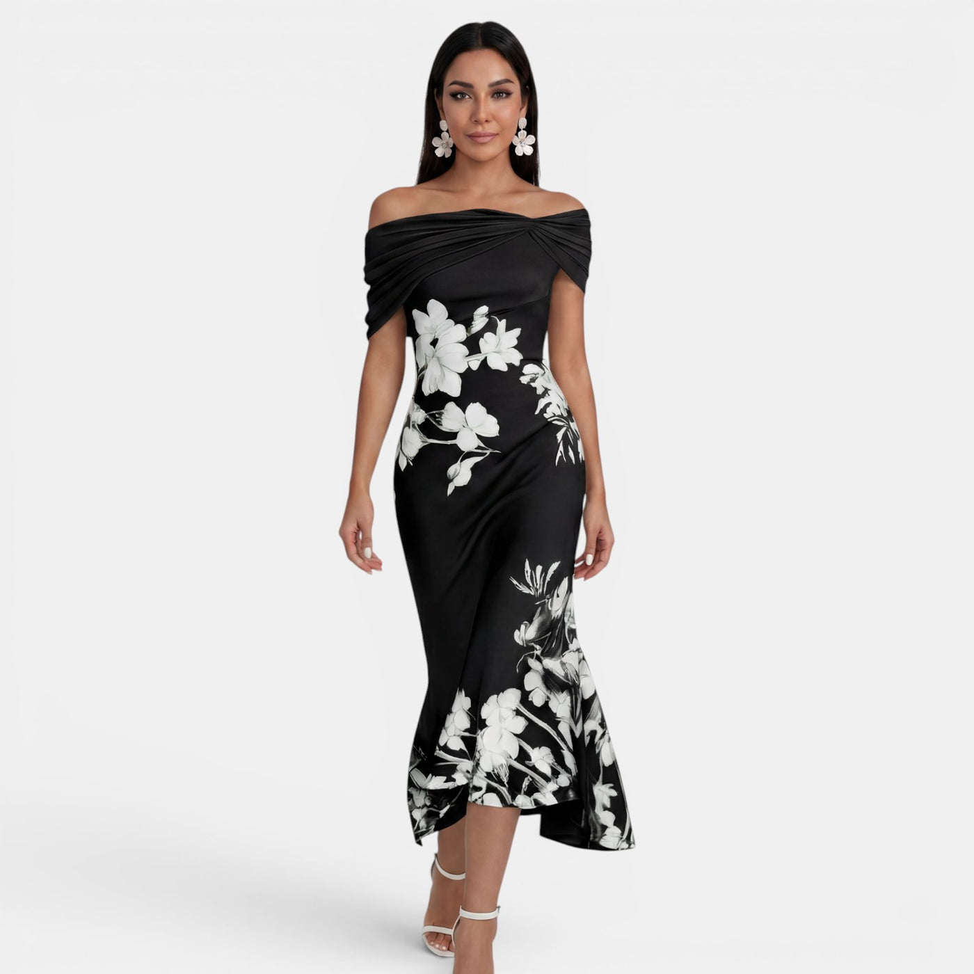 Elegant Women's Floral Midi Dress