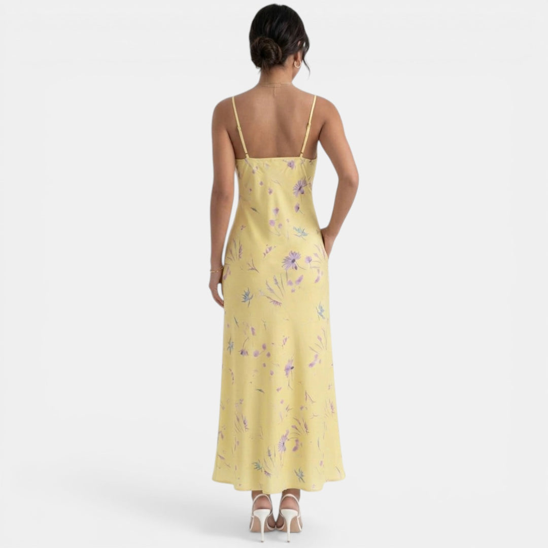 Vestido Amarillo Mujer Elegante