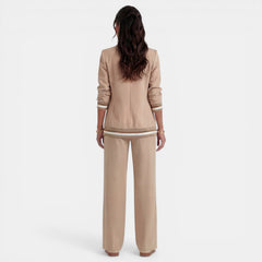 Women's Blazer and Wide Leg Pants Suit - Tailored 2-Piece Set