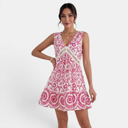 Women's Short Cutout Lace V-Neck Dress