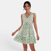 Women's Short Cutout Lace V-Neck Dress