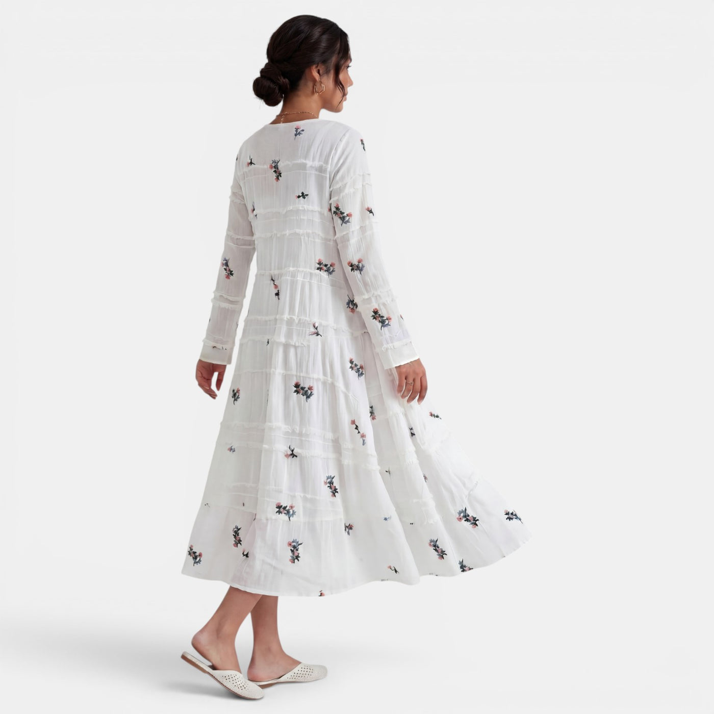 Women's White Floral Midi Dress