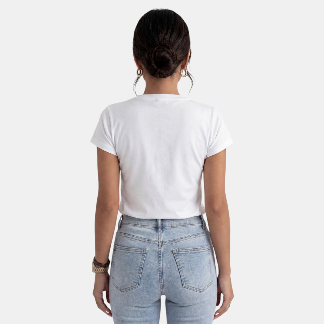 Camiseta Blanca Mujer Estampada Verano