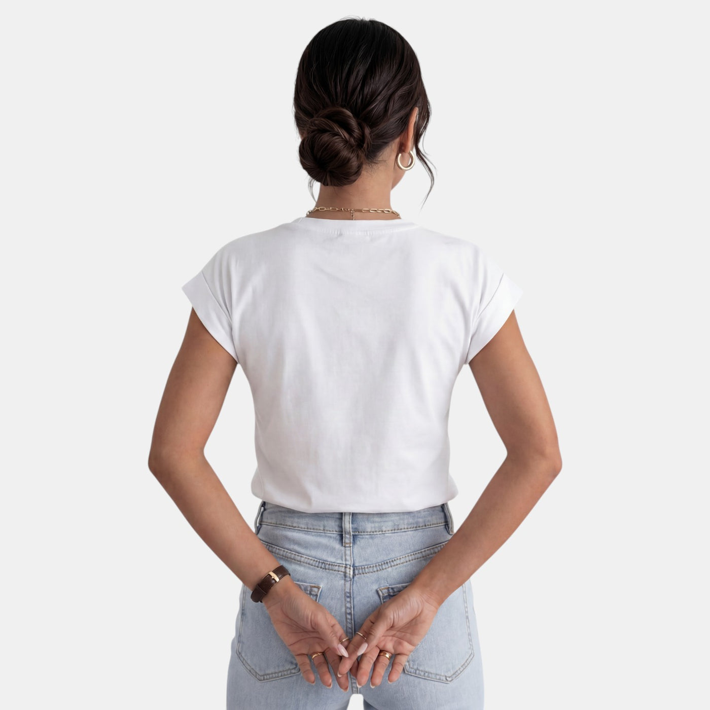 Camiseta Mujer Estampada Cuello Redondo