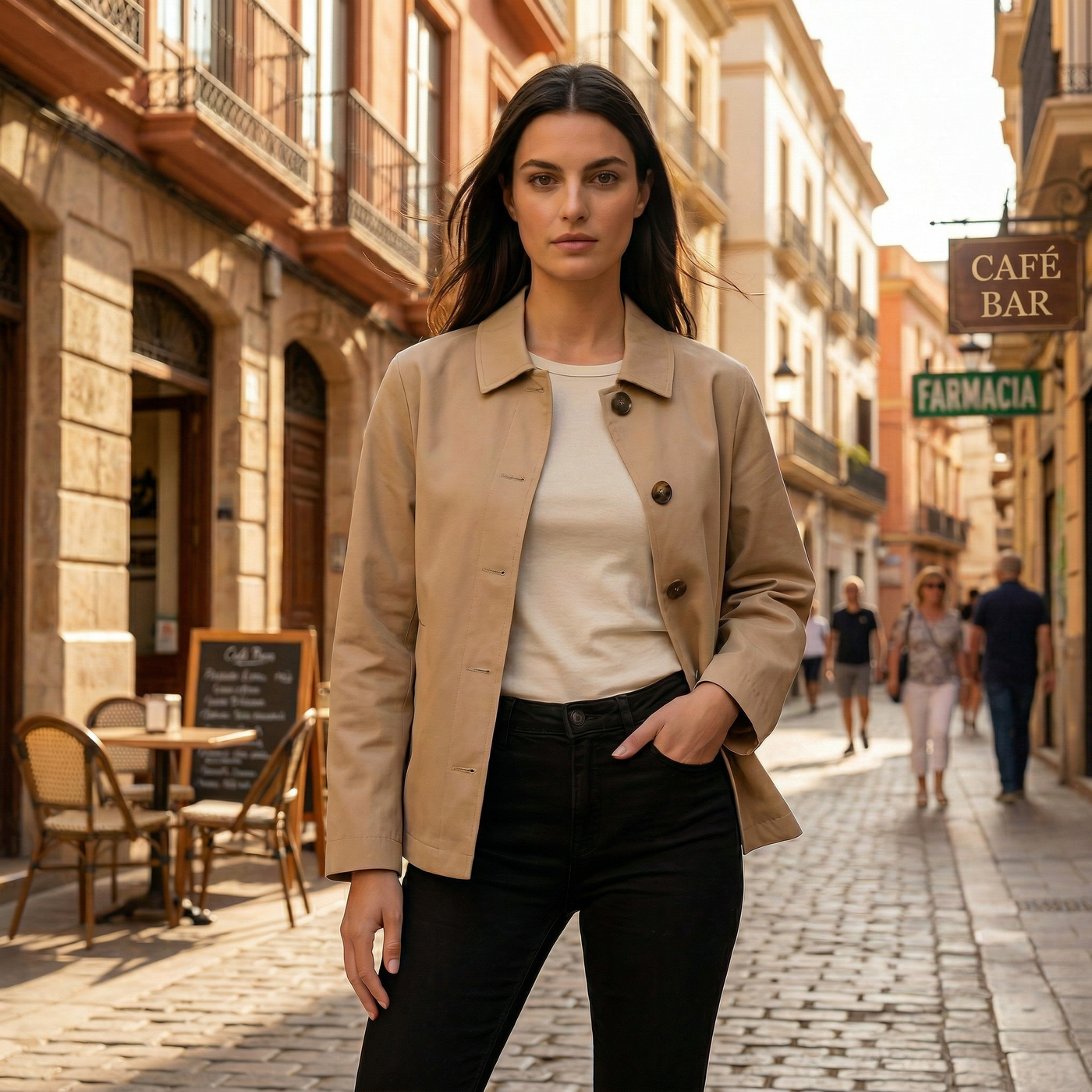 Abrigo Entretiempo Mujer con Solapa