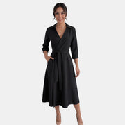 Women's Deep V-Neck Midi Dress