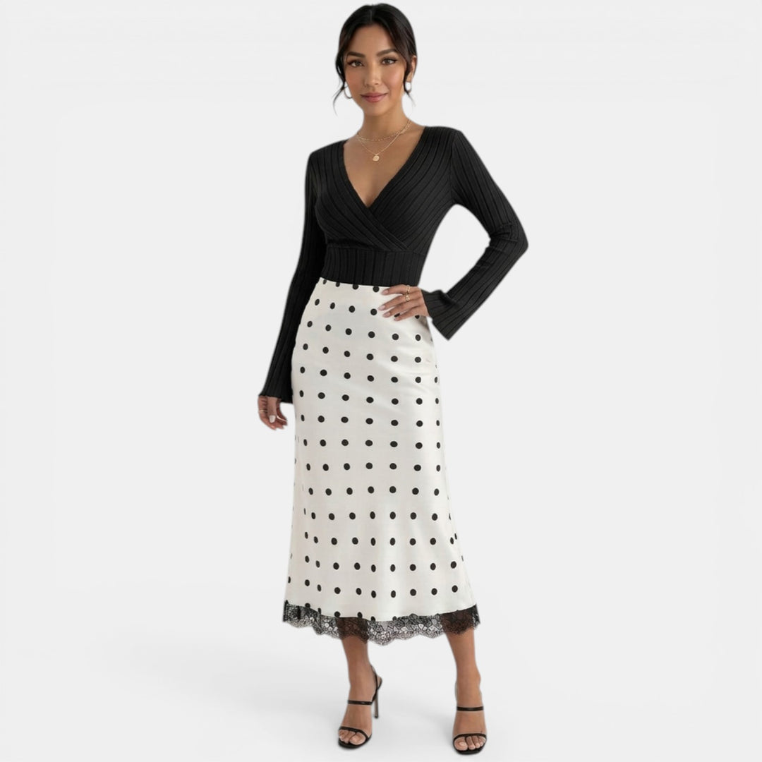 White Polka Dot Skirt for Women