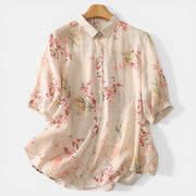 Blusa Floral de Lino y Algodón para Mujer – Verano