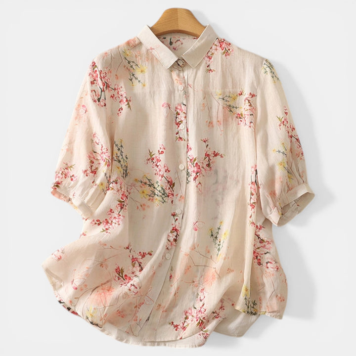 Blusa Floral de Lino y Algodón para Mujer – Verano