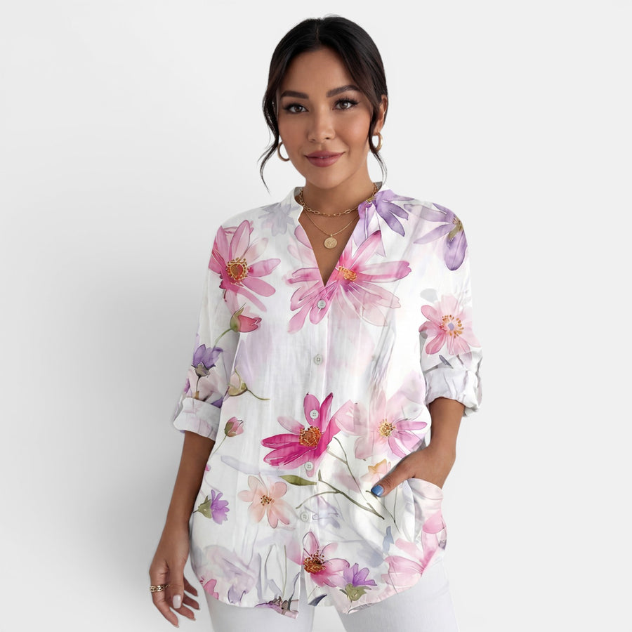 Blusa Mujer Floral Colorida Manga Larga
