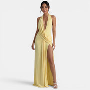 Yellow Halter Guest Dress