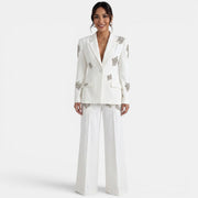 Conjunto Blazer Pantalón Blanco Brillante