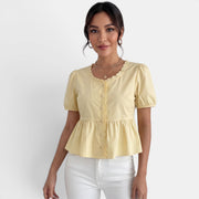 Camisa Amarilla Manga Abullonada