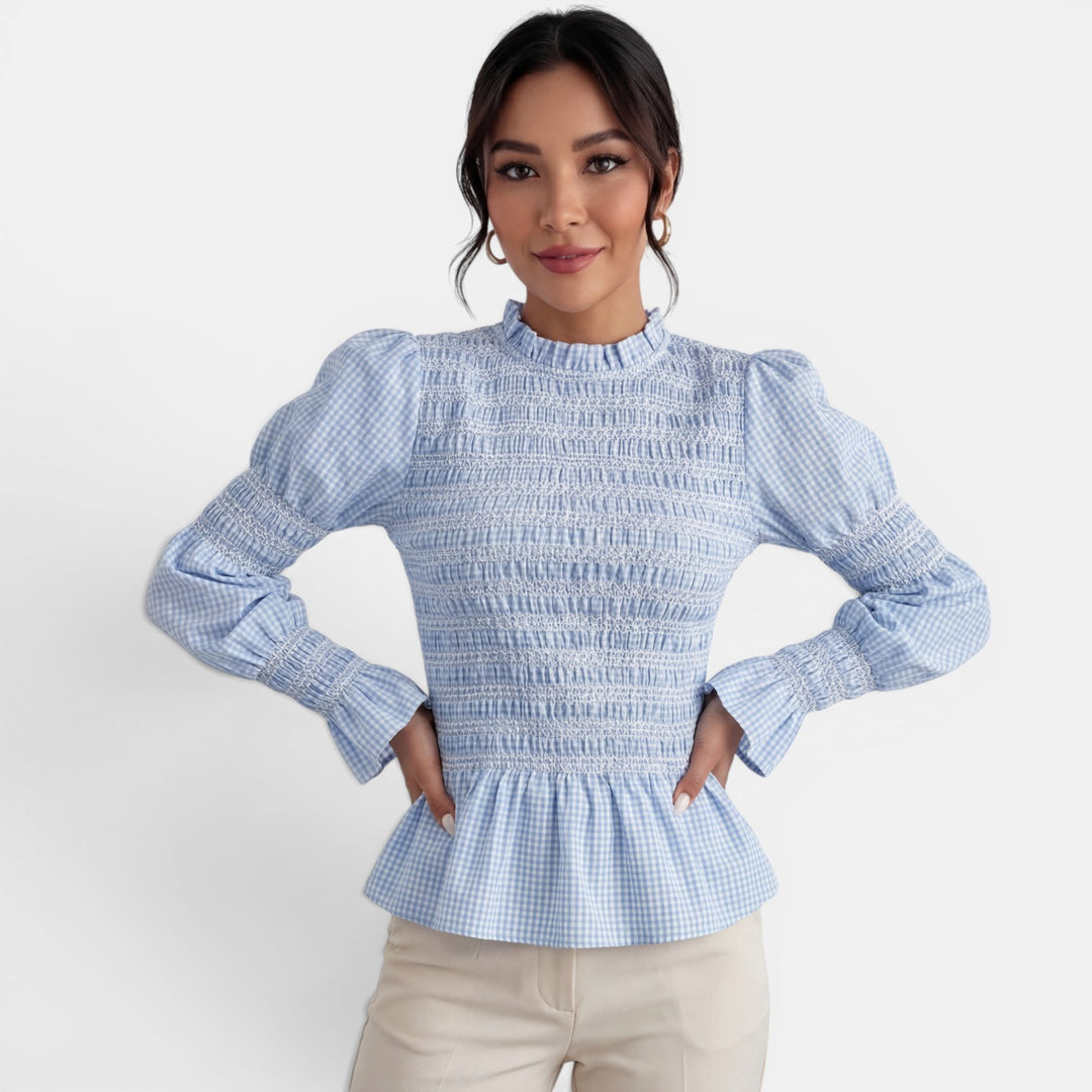 Camisa Mujer Cuadros Entallada Azul