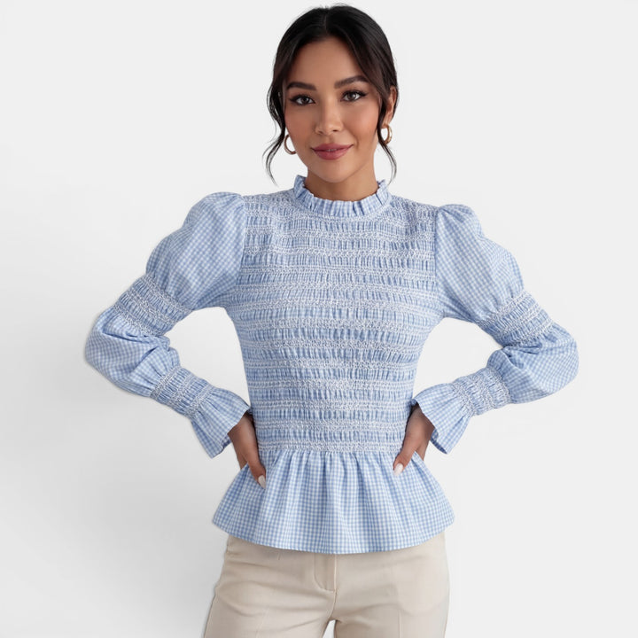 Camisa Mujer Cuadros Entallada Azul