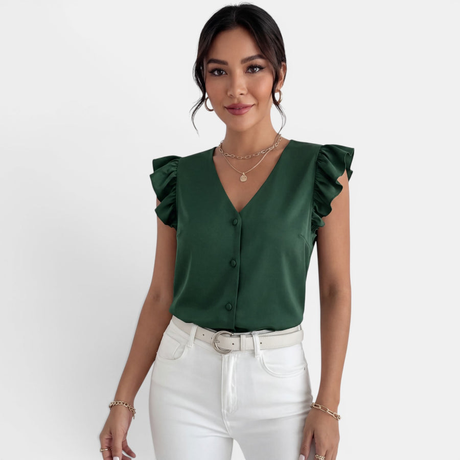 Camisa Mujer Volantes Botones Frontales