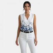Women's Summer V-Neck Printed Top